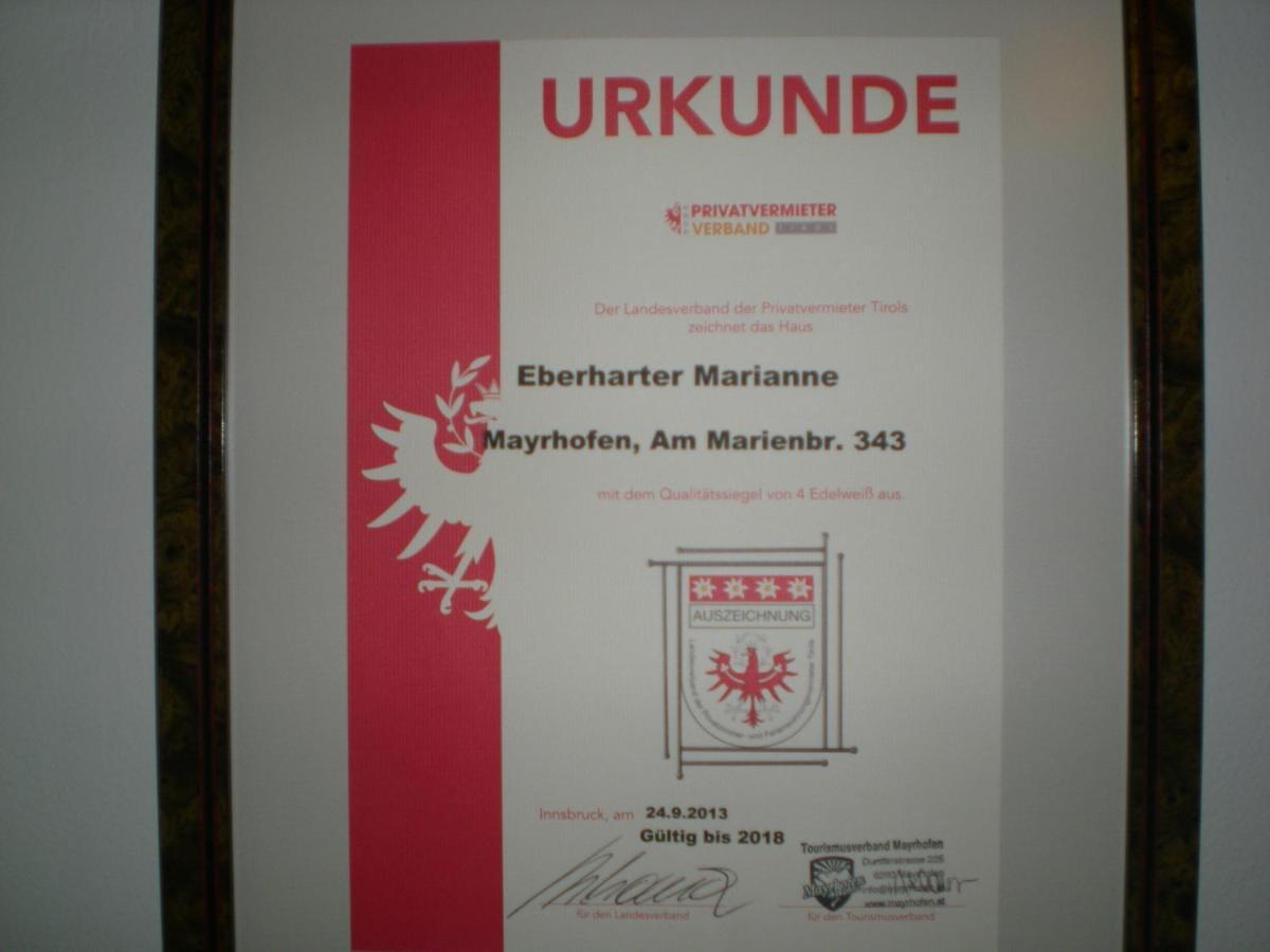 Apartament Haus Eberharter Mayrhofen Zewnętrze zdjęcie